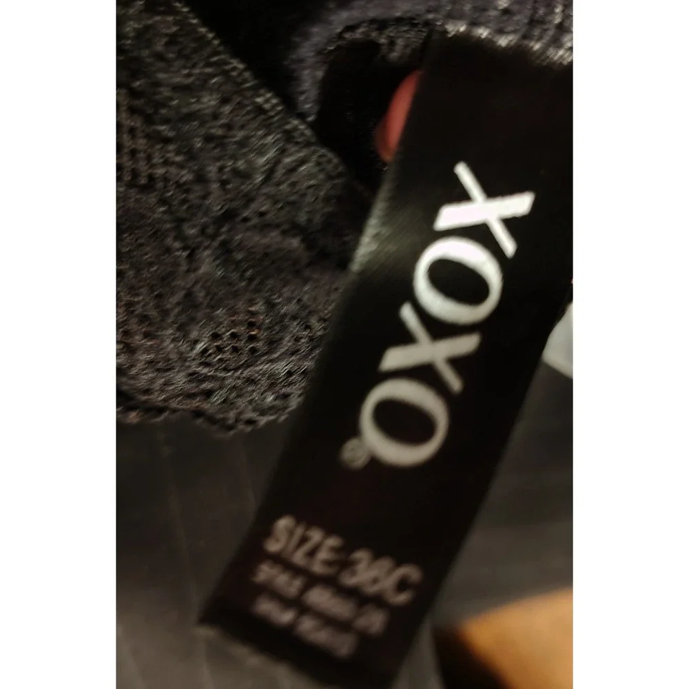 Xoxo Black Lace High Neck Halter Bralette 36C Racer Back Goth Grunge Festival